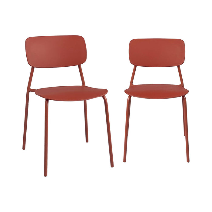 Sedia da giardino impilabile in acciaio, set di 2, terracotta