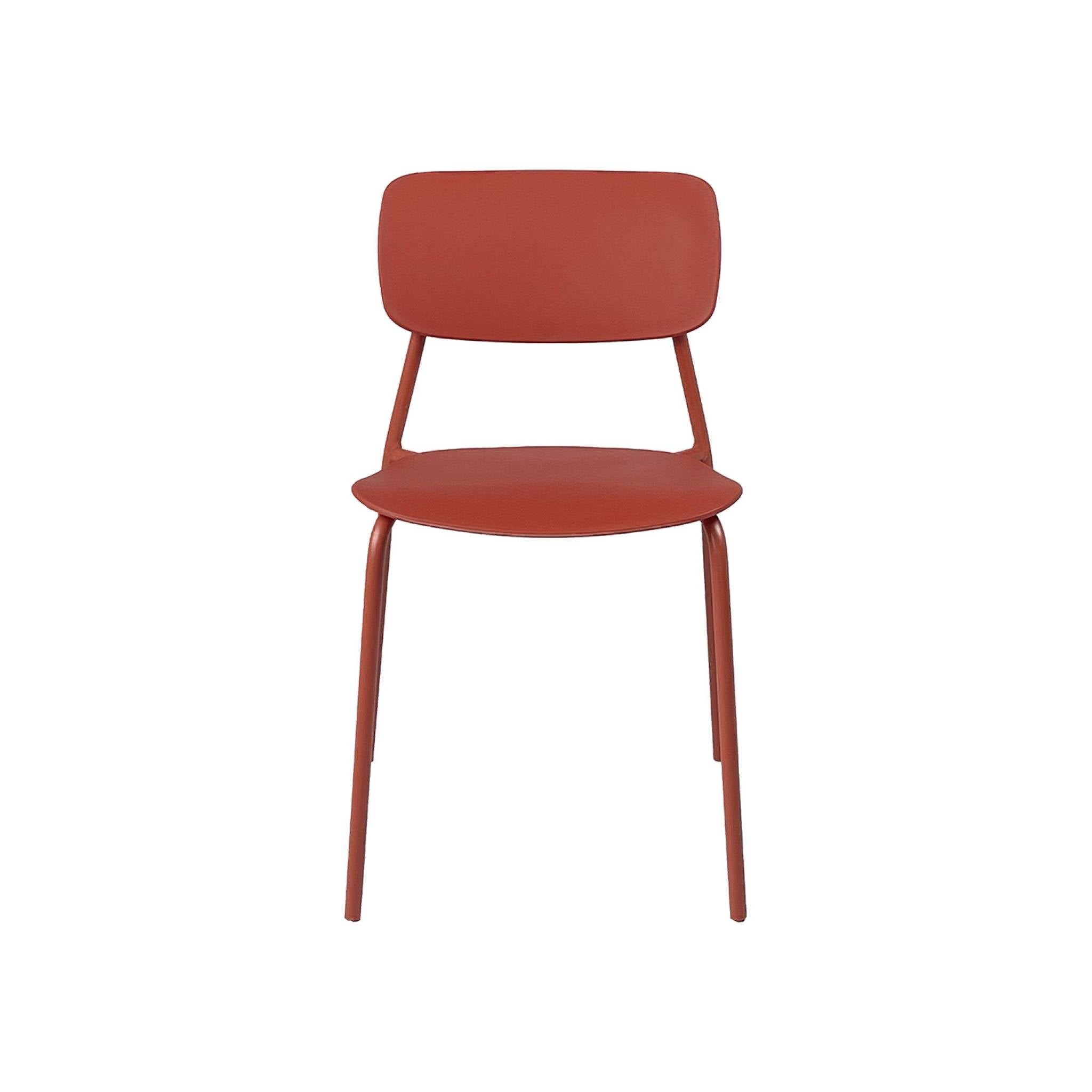 Sedia da giardino impilabile in acciaio, set di 2, terracotta