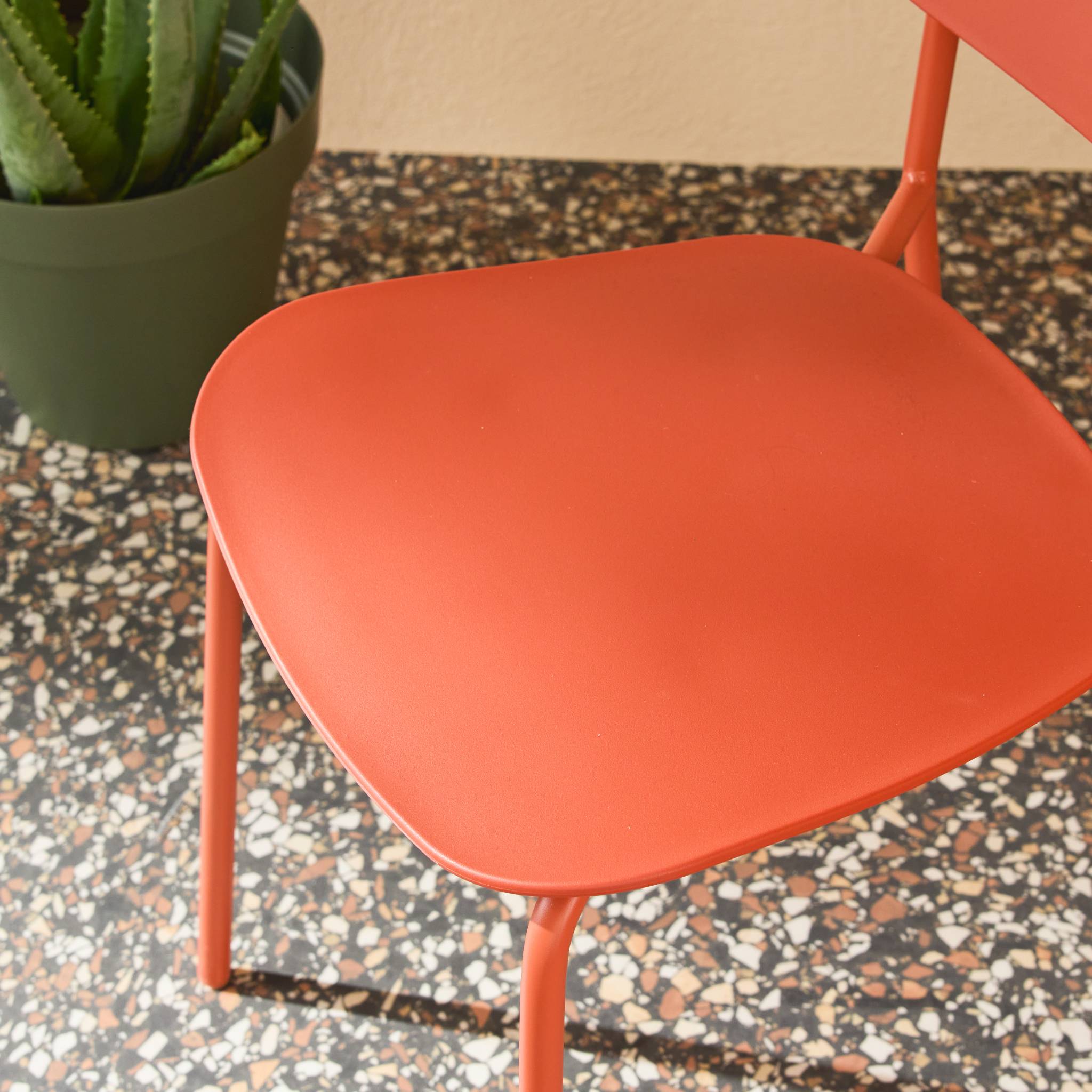 Set 2 sedie da giardino impilabili in acciaio, terracotta