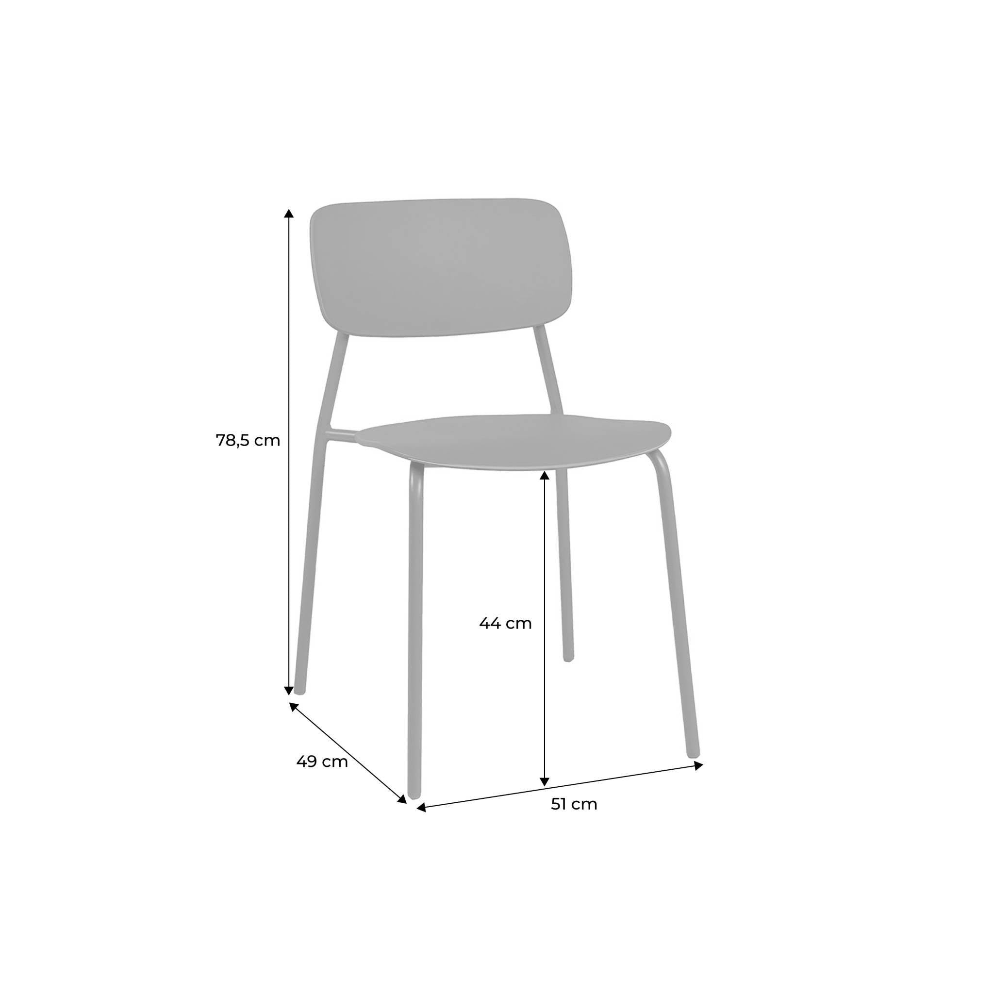 Set 2 sedie da giardino impilabili in acciaio, terracotta