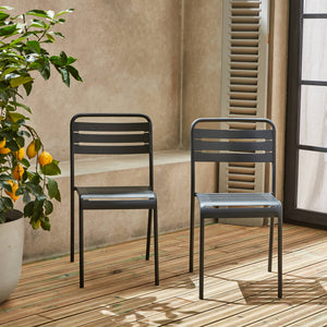 Set di 2 sedie da giardino in acciaio, antracite