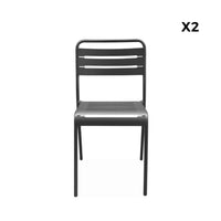 Set di 2 sedie da giardino in acciaio, antracite