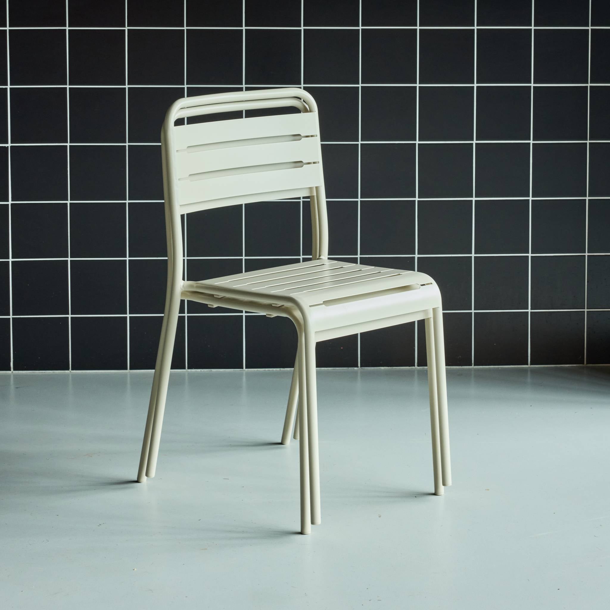 Set di 2 sedie da giardino in acciaio, beige