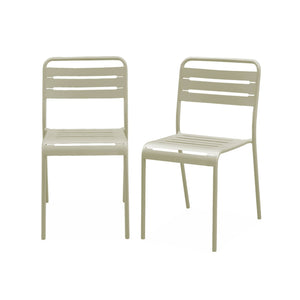 Set di 2 sedie da giardino in acciaio, beige