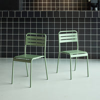 Set di 2 sedie da giardino in acciaio, verde