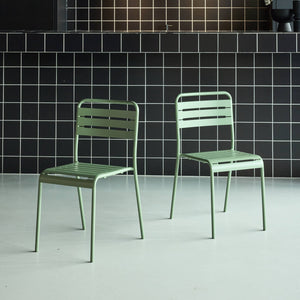 Set di 2 sedie da giardino in acciaio, verde