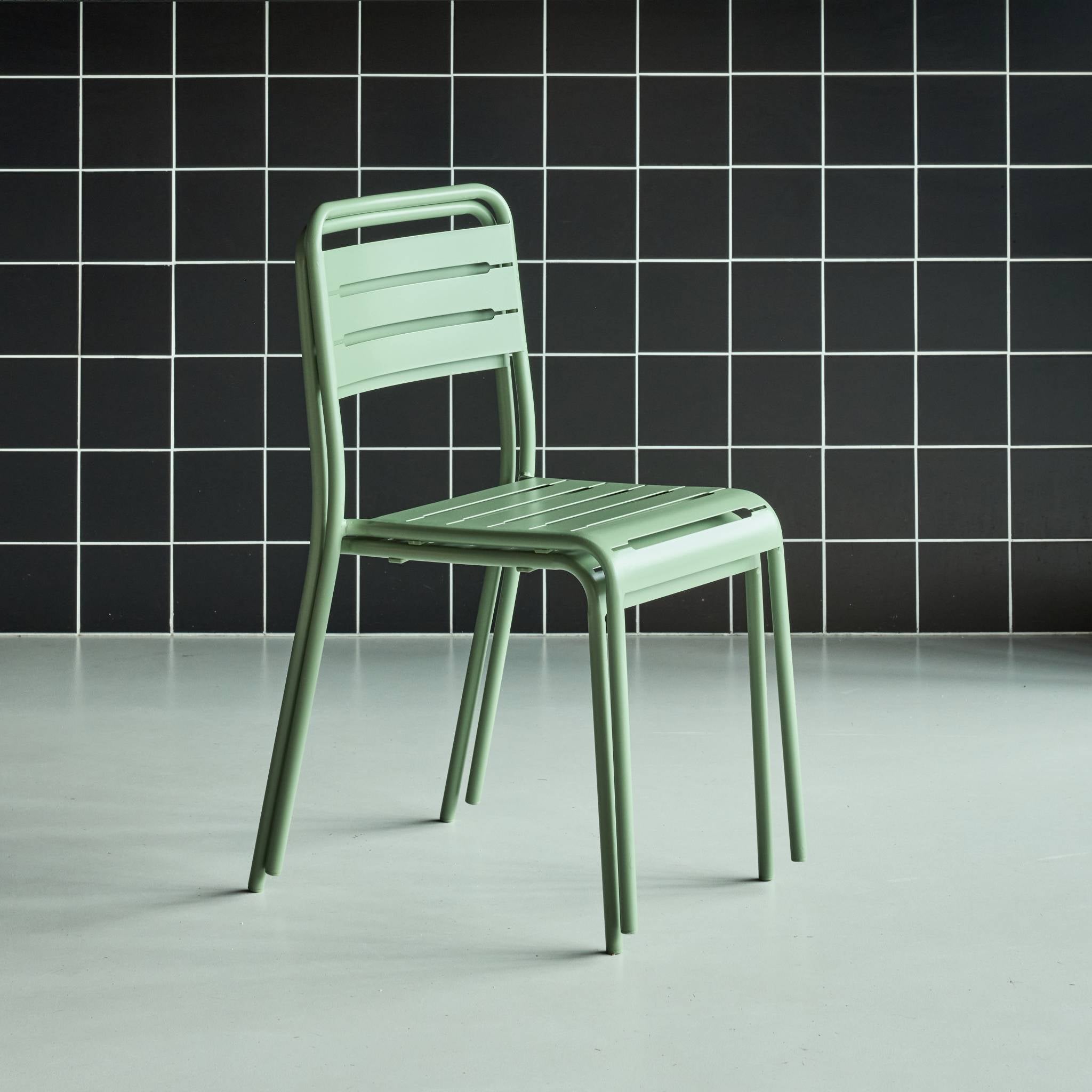 Set di 2 sedie da giardino in acciaio, verde