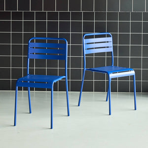Set di 2 sedie da giardino in acciaio, blu intenso