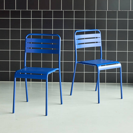 Set di 2 sedie da giardino in acciaio, blu intenso