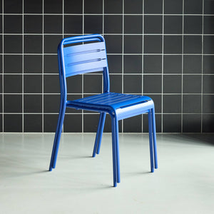 Set di 2 sedie da giardino in acciaio, blu intenso