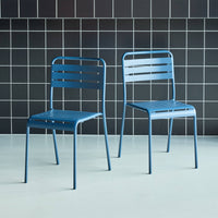Set di 2 sedie da giardino in acciaio, blu navy