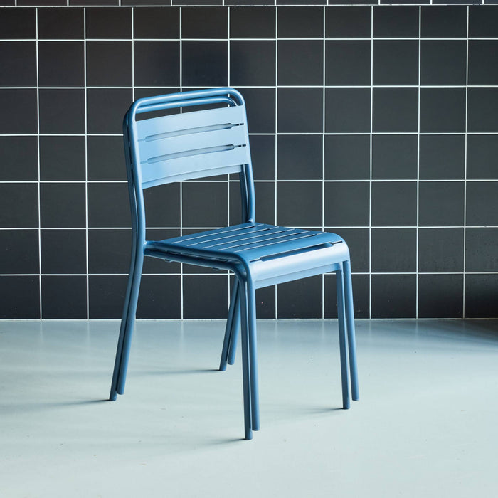 Set di 2 sedie da giardino in acciaio, blu navy