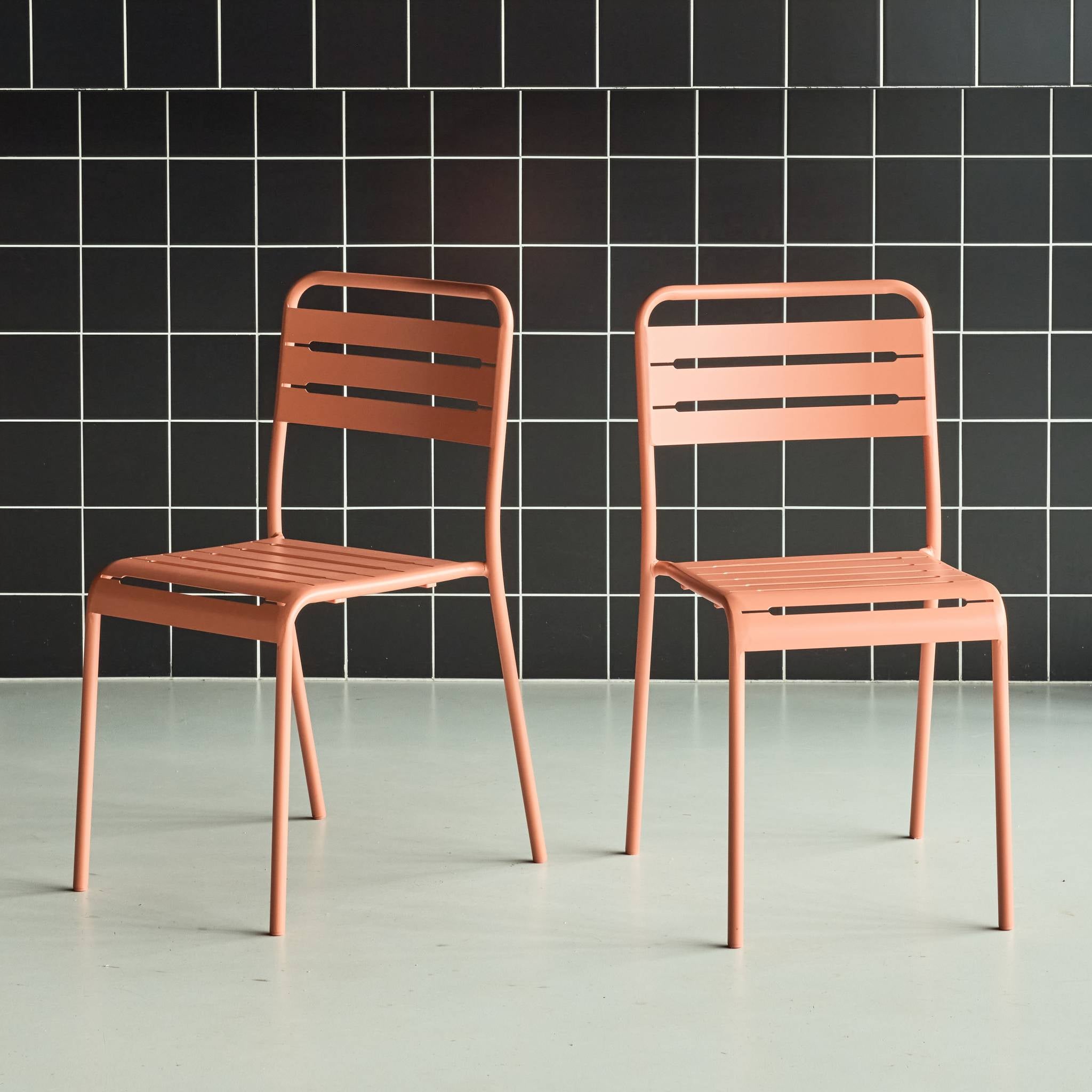 Set di 2 sedie da giardino in acciaio, rosa tostato