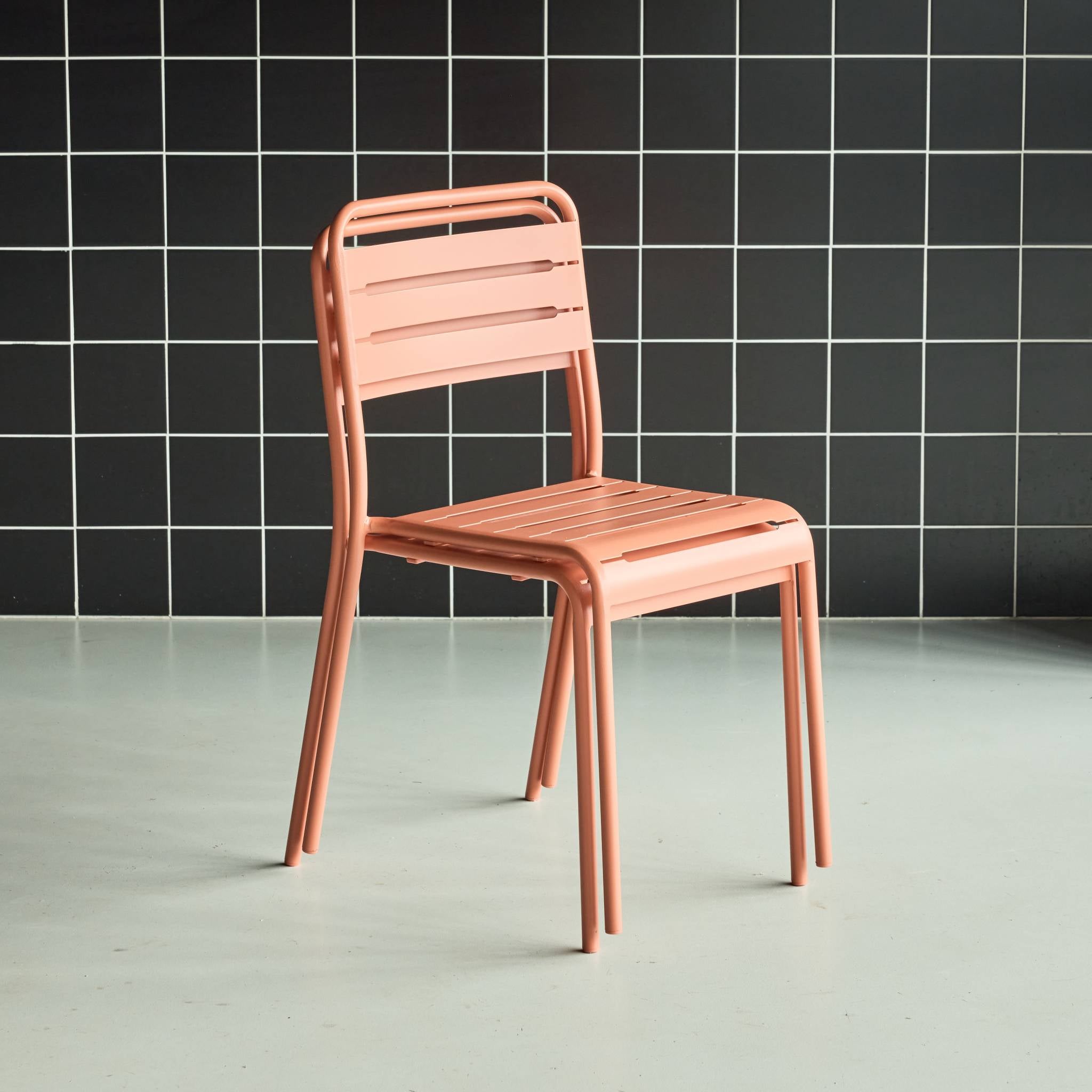 Set di 2 sedie da giardino in acciaio, rosa tostato