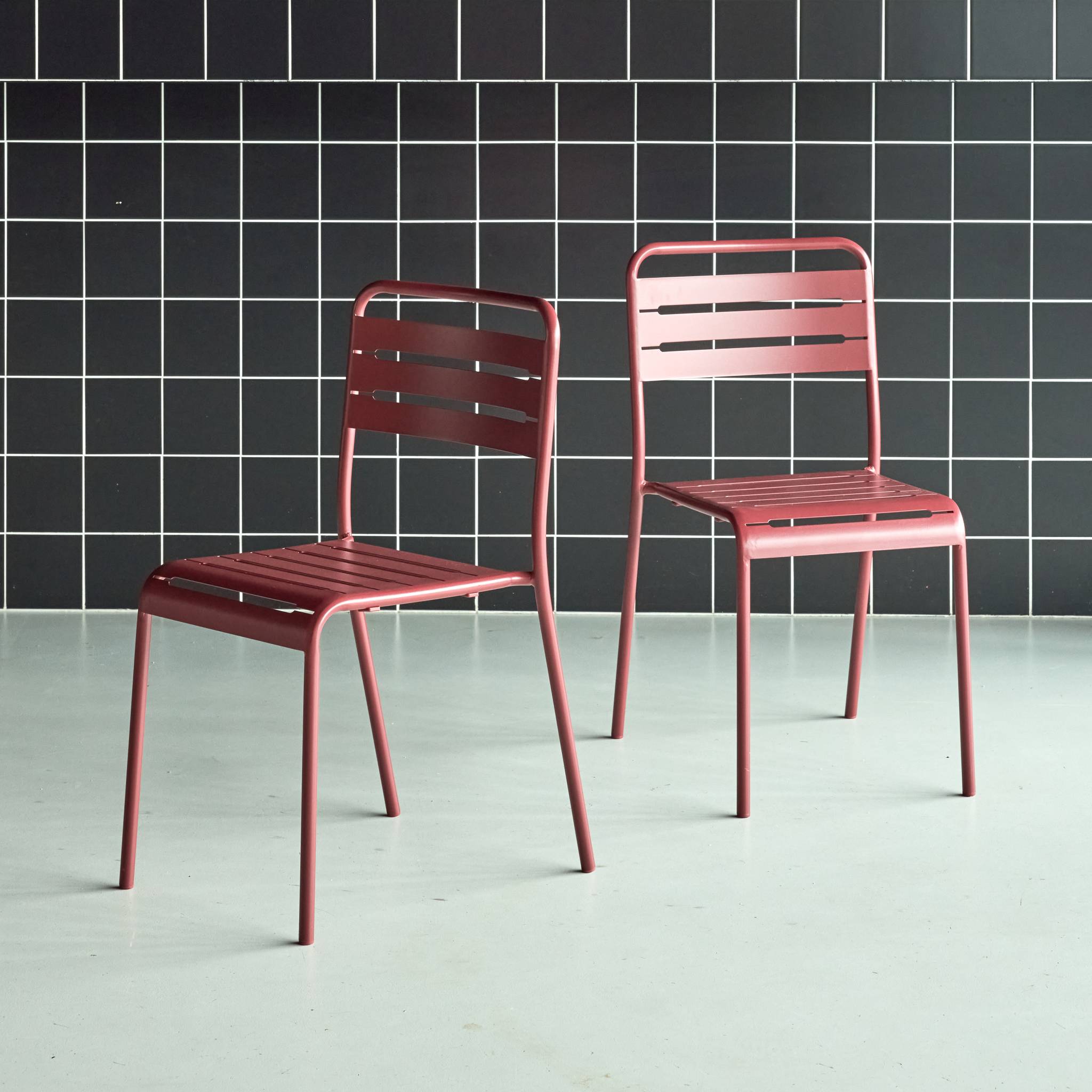 Set di 2 sedie da giardino in acciaio, terra di siena