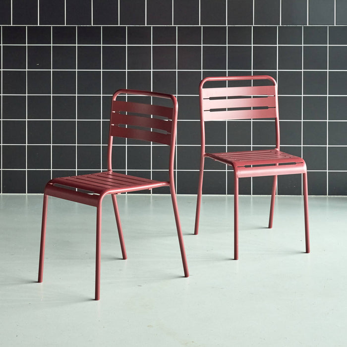 Set di 2 sedie da giardino in acciaio, terra di siena