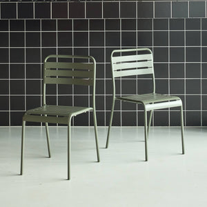 Set di 2 sedie da giardino in acciaio, verde kaki