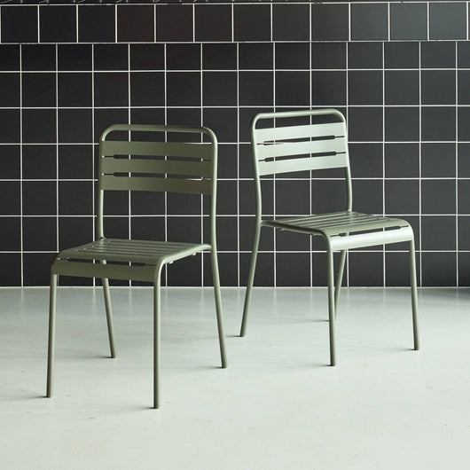 Set di 2 sedie da giardino in acciaio, verde kaki