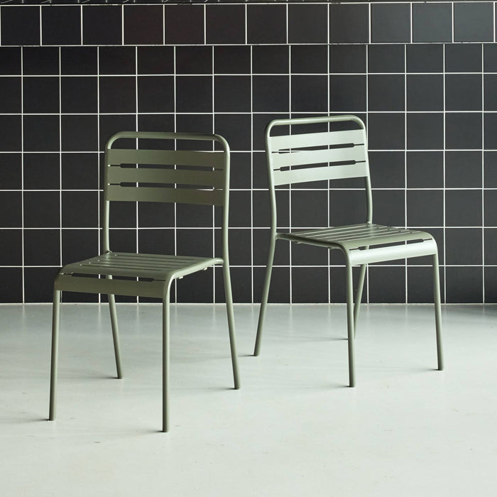Set di 2 sedie da giardino in acciaio, verde kaki