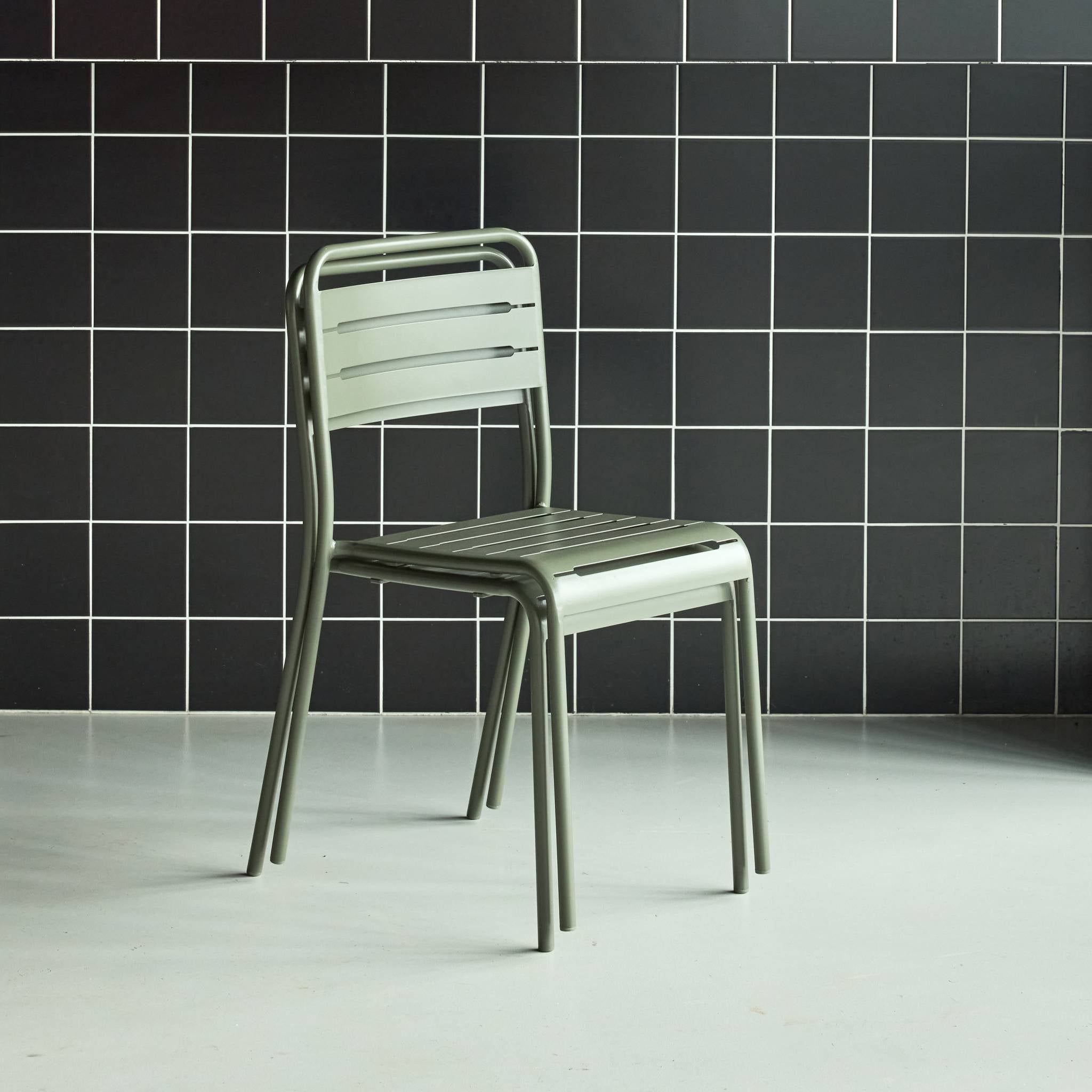 Set di 2 sedie da giardino in acciaio, verde kaki