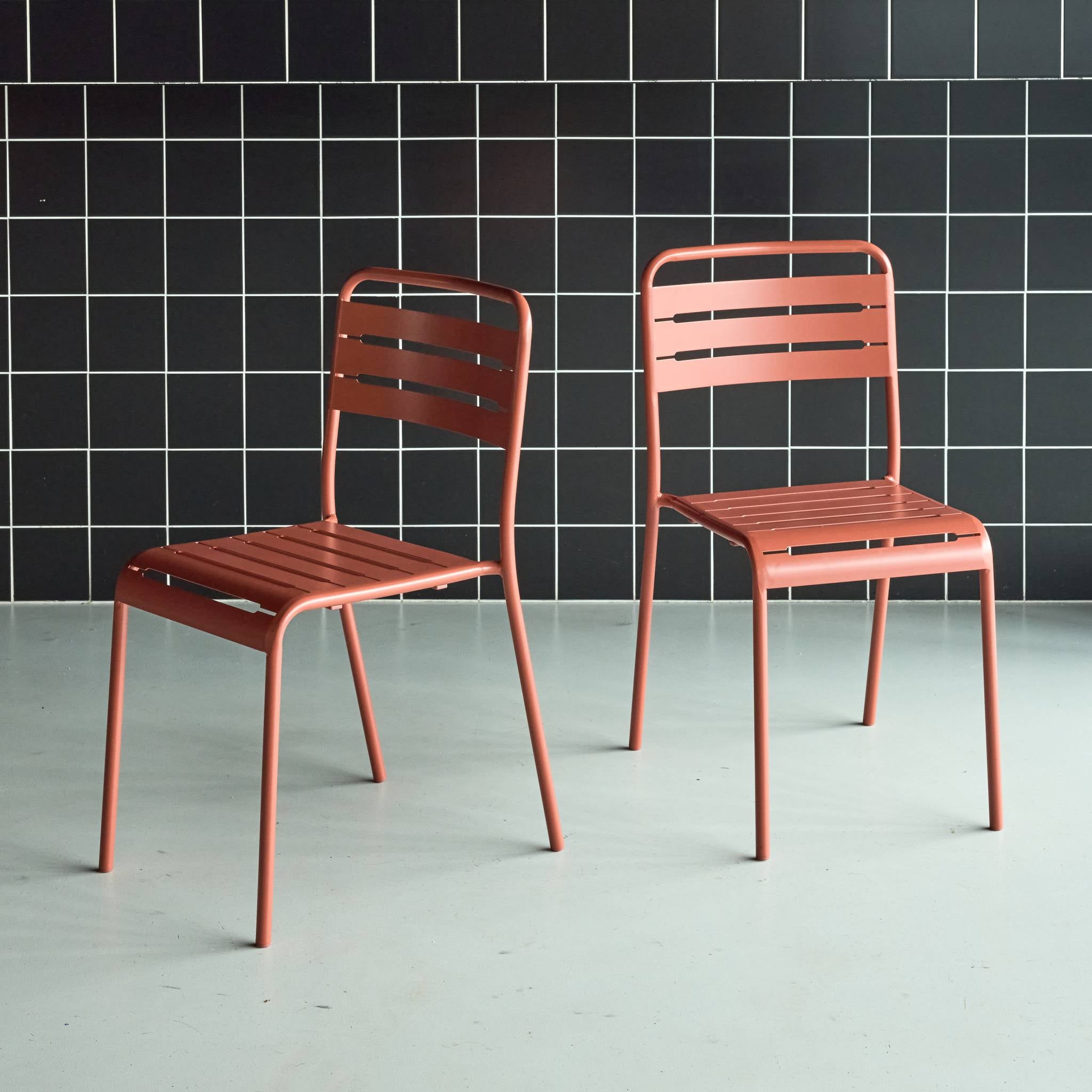 Set di 2 sedie da giardino in acciaio, terracotta