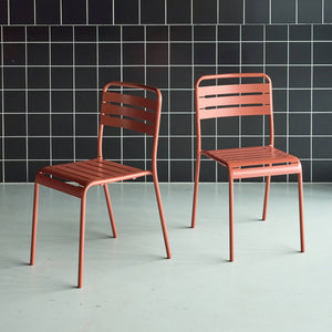 Set di 2 sedie da giardino in acciaio, terracotta