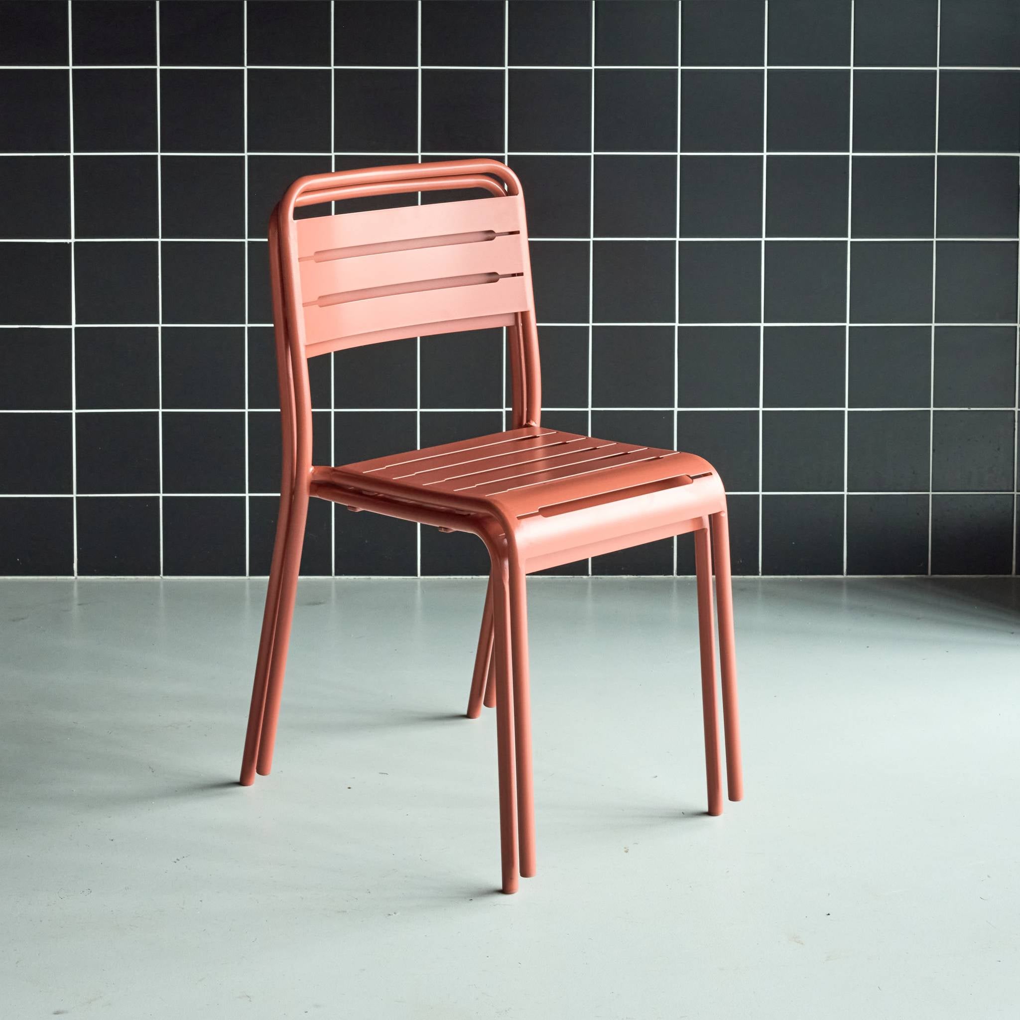 Set di 2 sedie da giardino in acciaio, terracotta