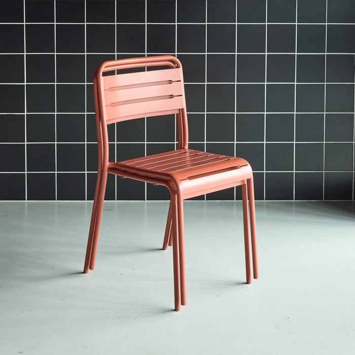 Set di 2 sedie da giardino in acciaio, terracotta