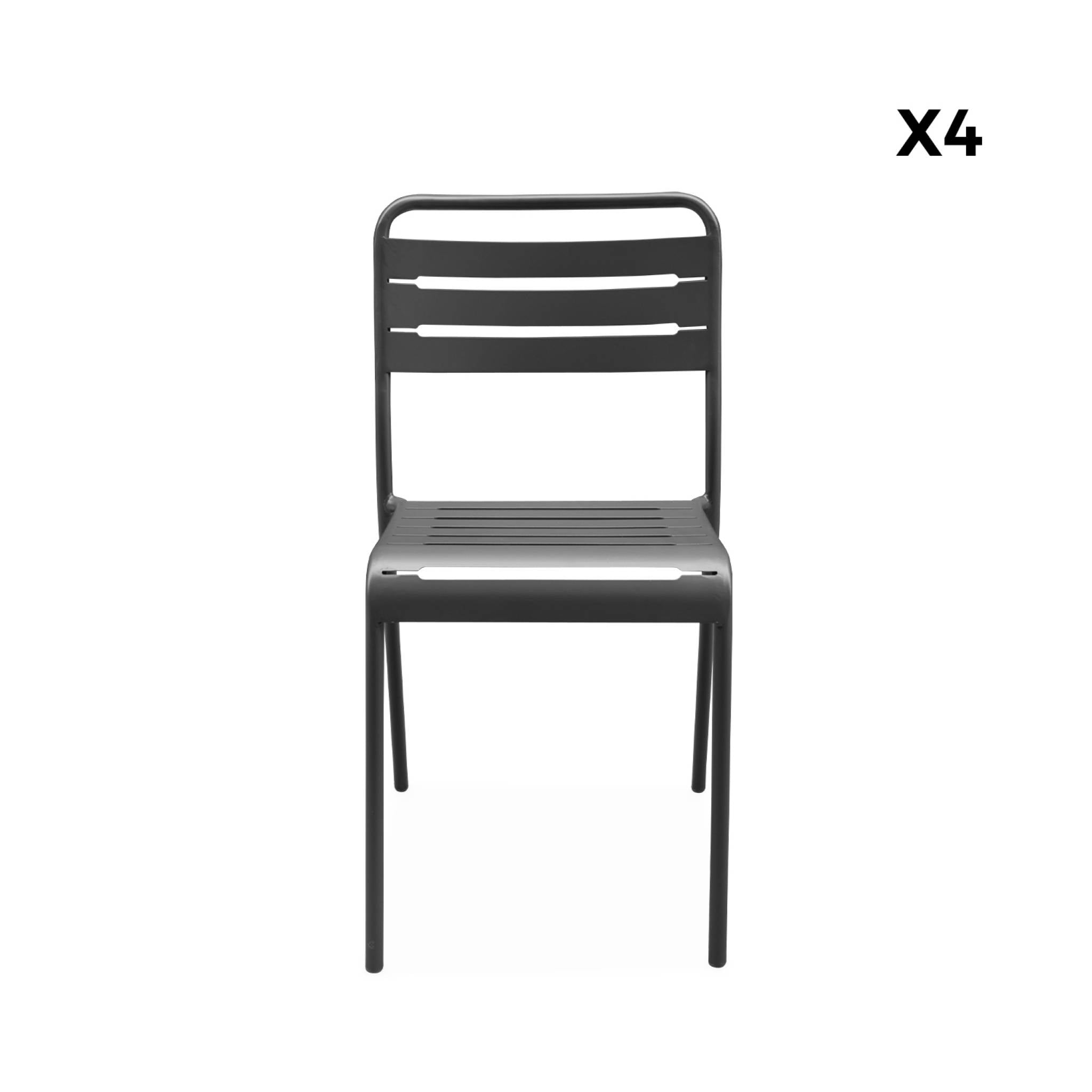 Set di 4 sedie da giardino in acciaio, antracite