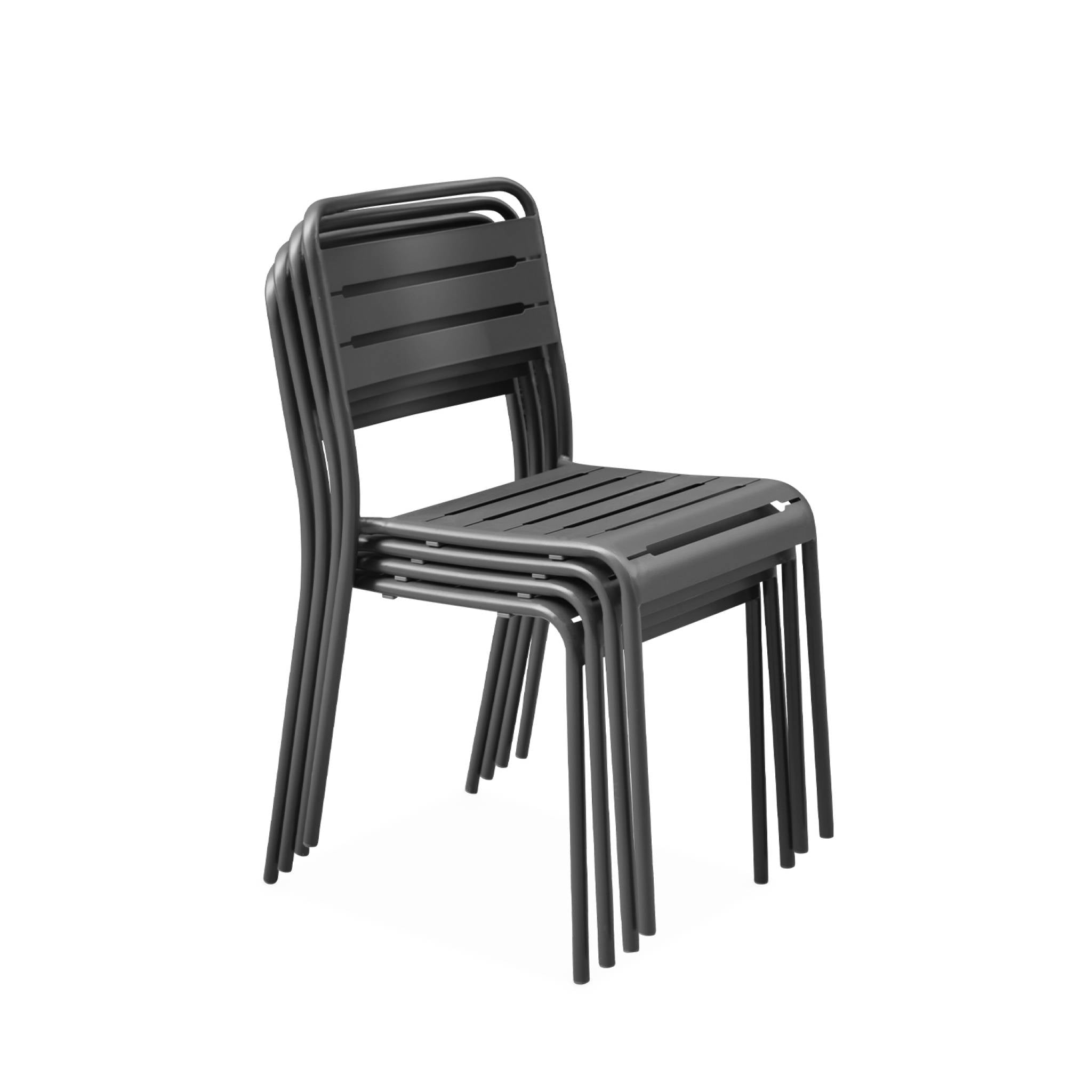 Set di 4 sedie da giardino in acciaio, antracite