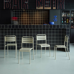 Set di 4 sedie da giardino in acciaio, beige