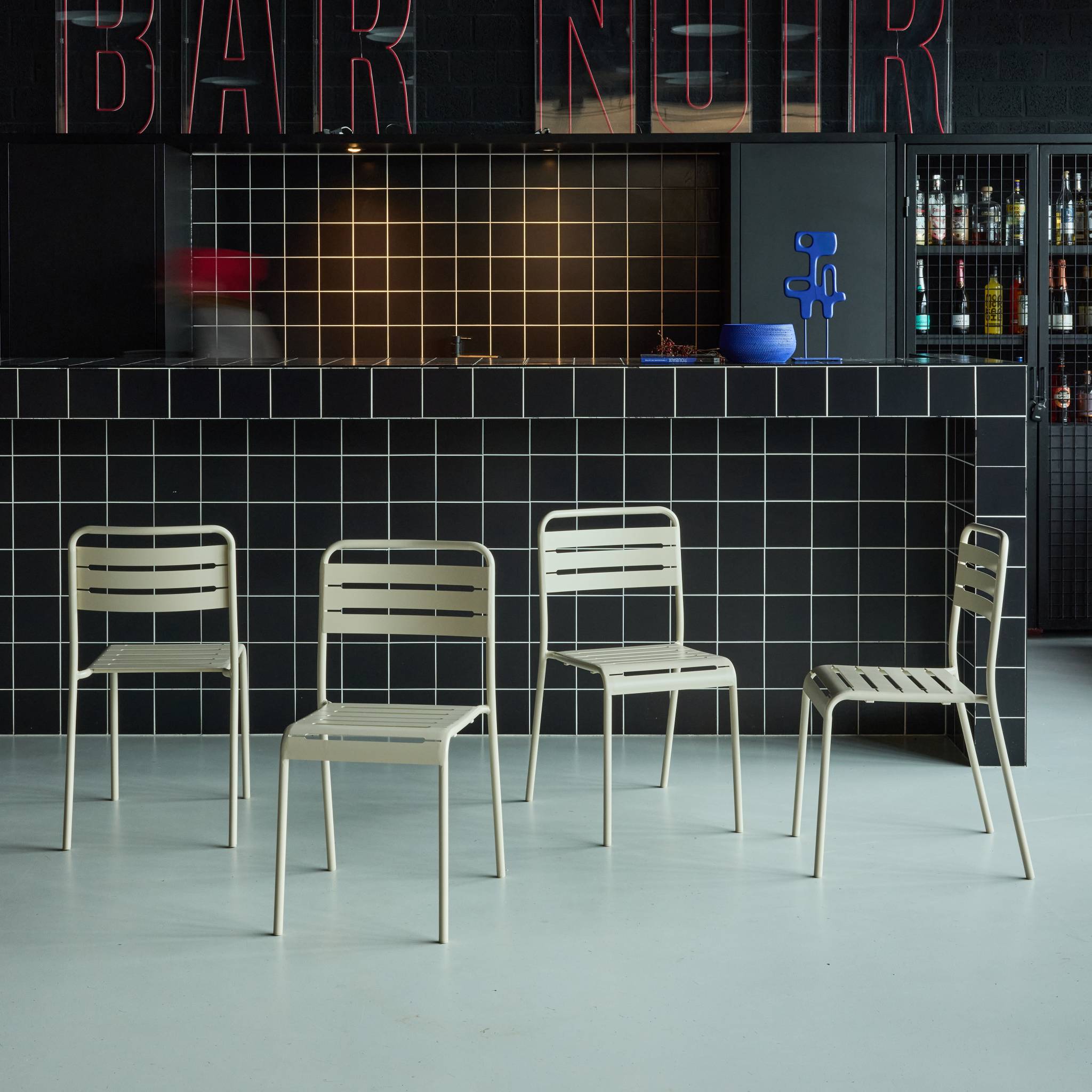 Set 4 sedie da giardino in acciaio, beige