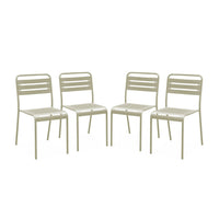 Set di 4 sedie da giardino in acciaio, beige