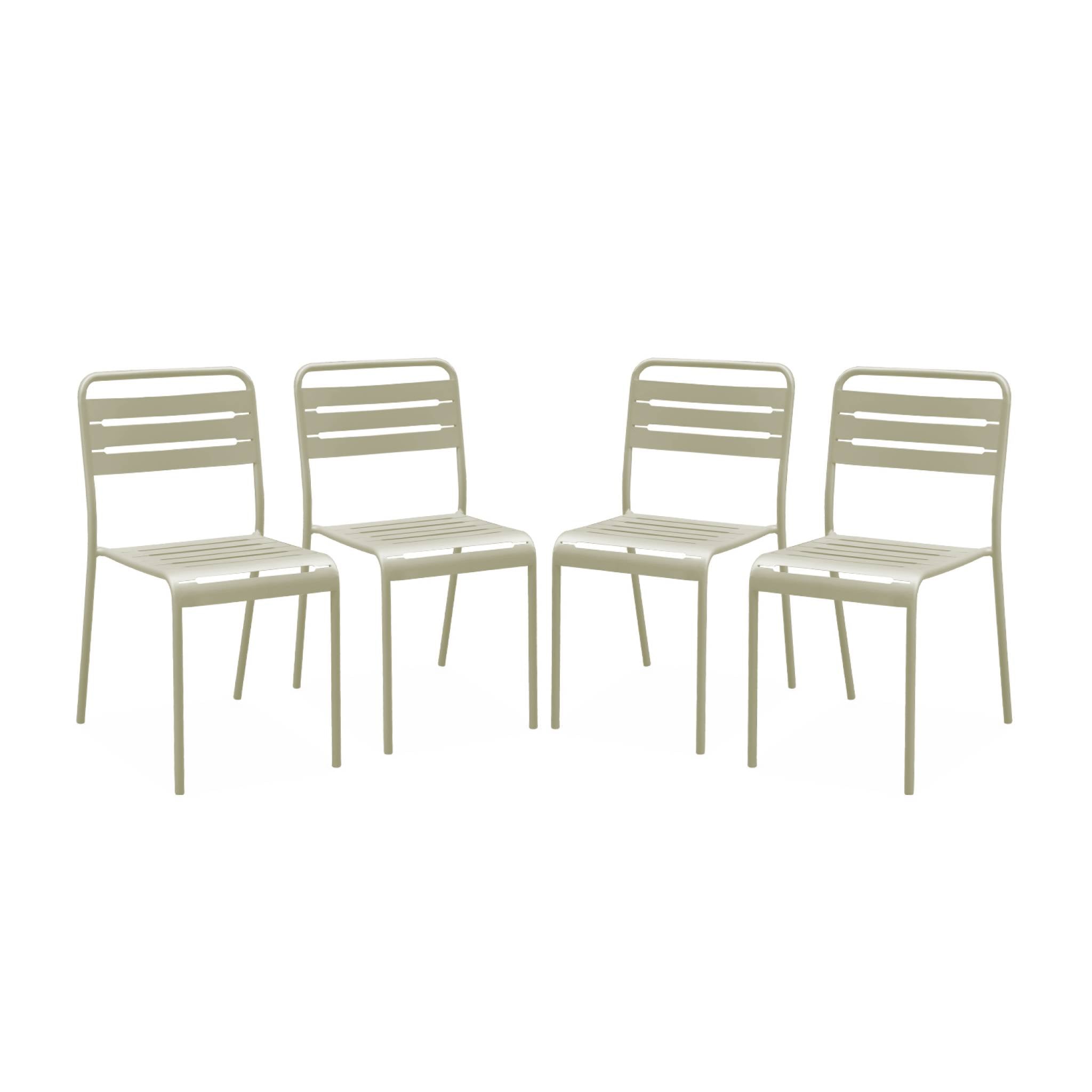 Set di 4 sedie da giardino in acciaio, beige