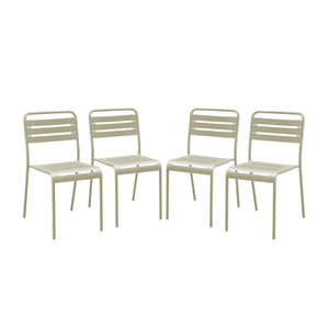 Set di 4 sedie da giardino in acciaio, beige