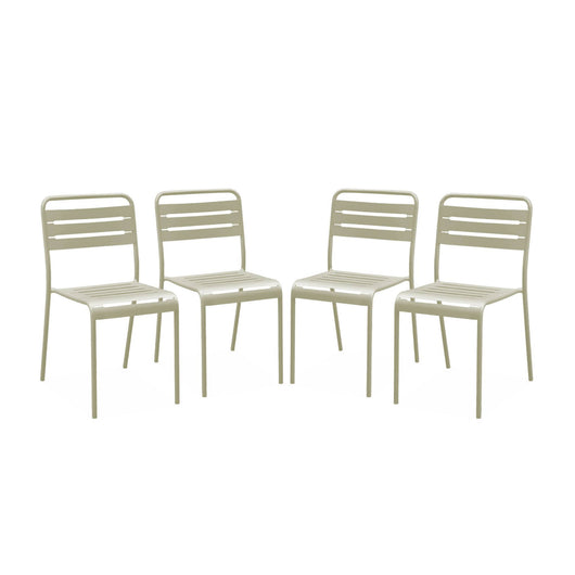 Set di 4 sedie da giardino in acciaio, beige