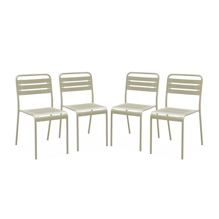 Set di 4 sedie da giardino in acciaio, beige