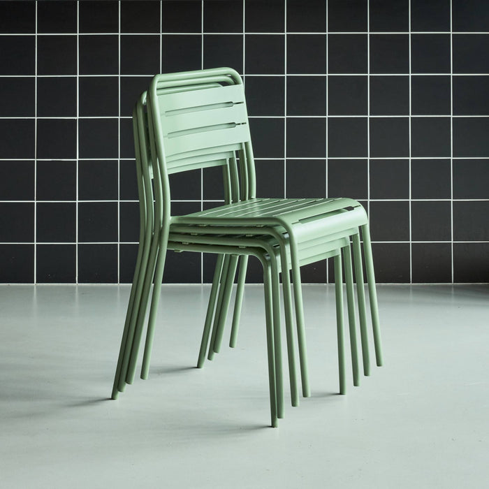 Set di 4 sedie da giardino in acciaio, verde