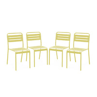 Set di 4 sedie da giardino in acciaio, giallo