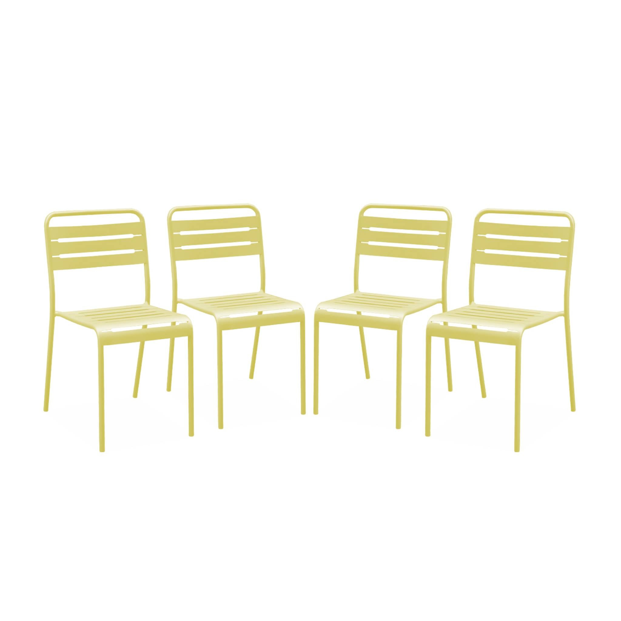 Set di 4 sedie da giardino in acciaio, giallo