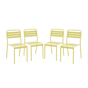 Set di 4 sedie da giardino in acciaio, giallo