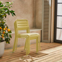 Set di 4 sedie da giardino in acciaio, giallo