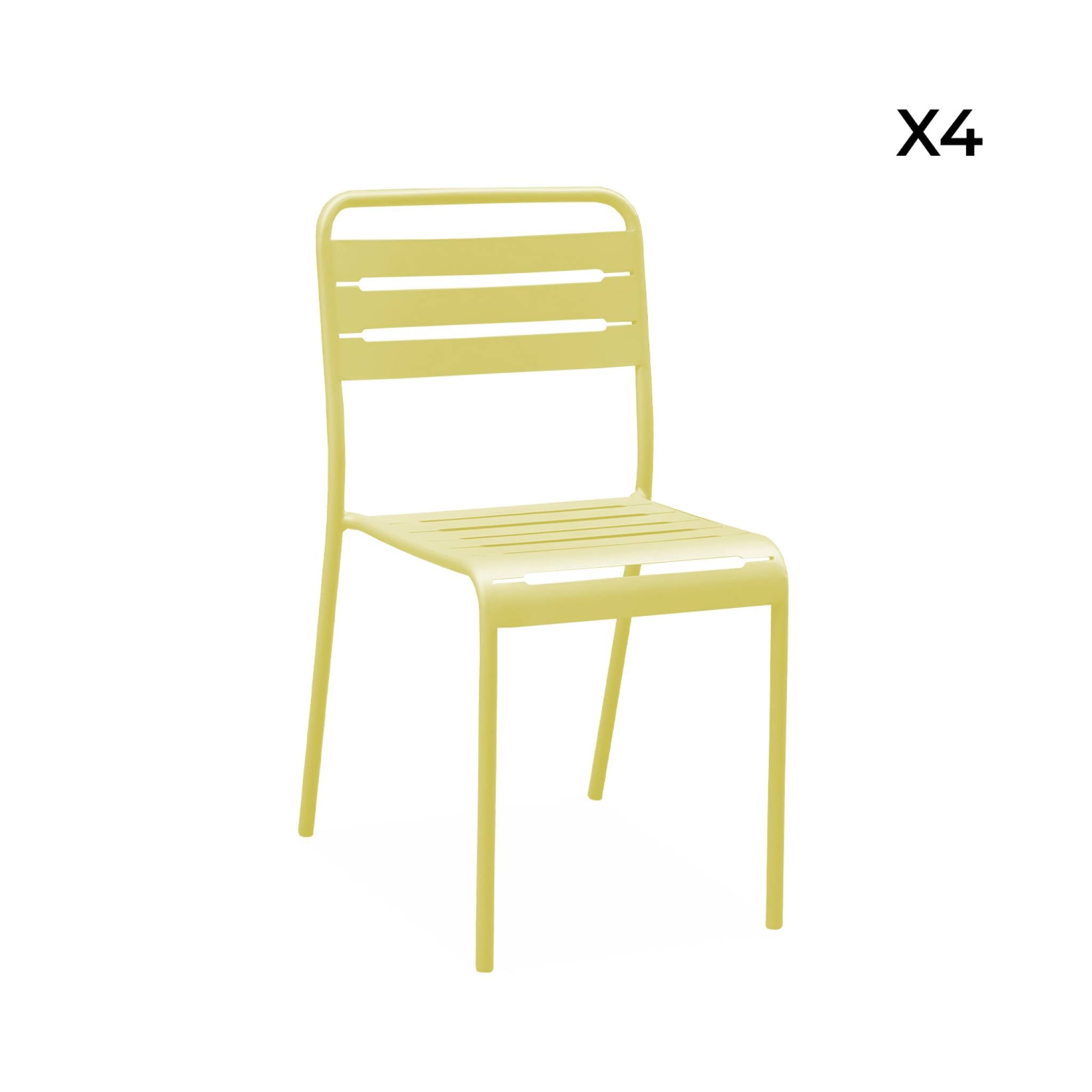 Set di 4 sedie da giardino in acciaio, giallo
