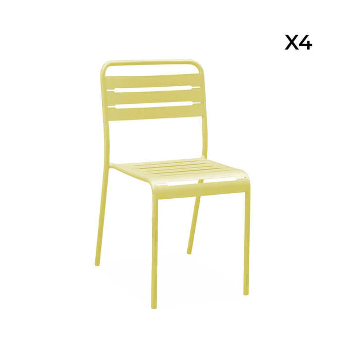 Set di 4 sedie da giardino in acciaio, giallo
