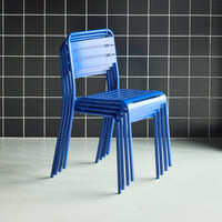 Set di 4 sedie da giardino in acciaio, blu intenso