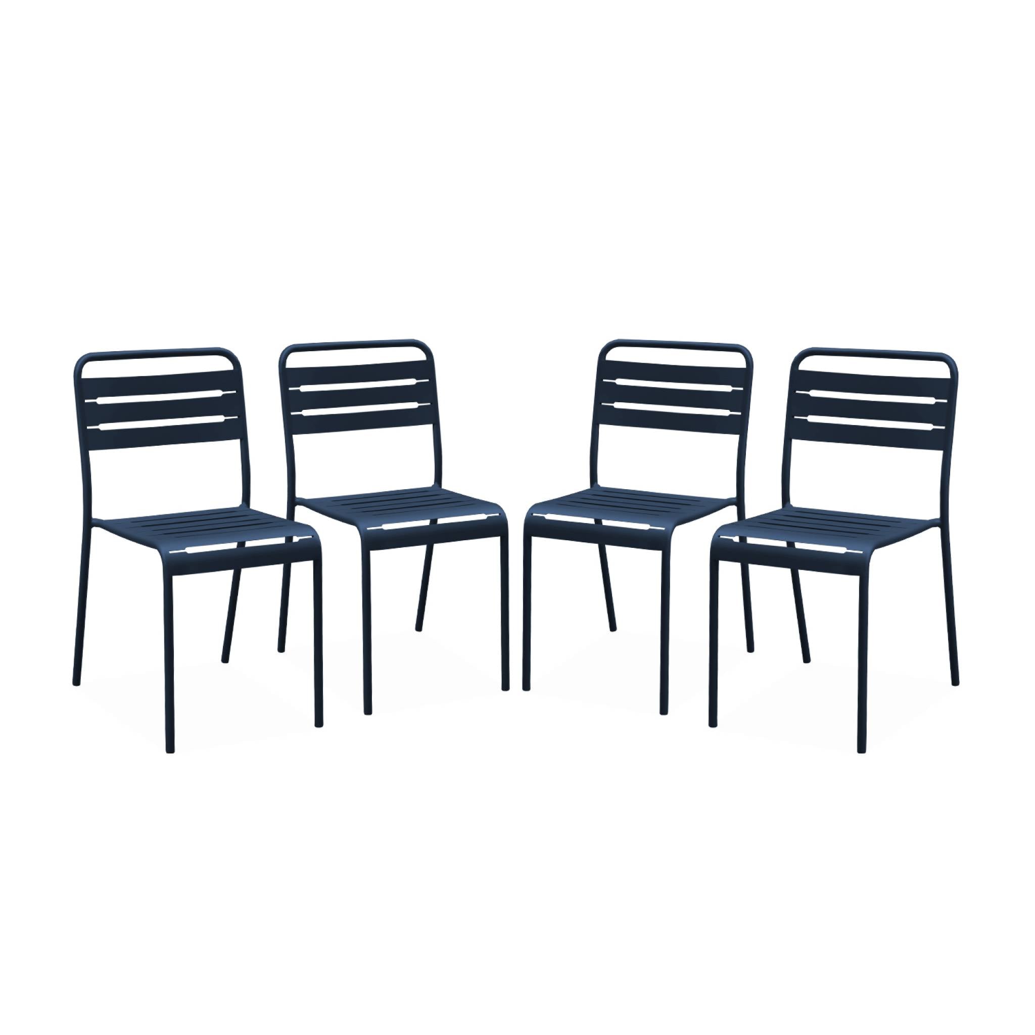 Set di 4 sedie da giardino, blu navy | sweeek