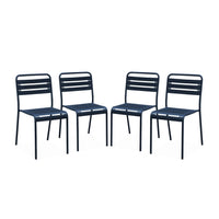 Set di 4 sedie da giardino, blu navy | sweeek