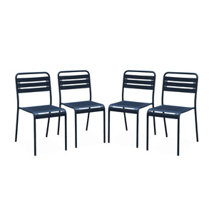 Set di 4 sedie da giardino, blu navy | sweeek