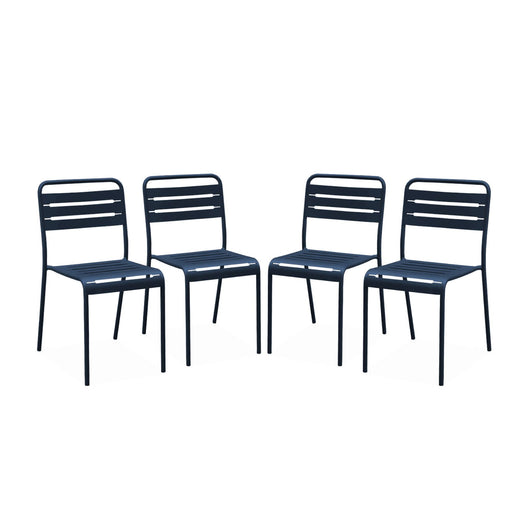 Set di 4 sedie da giardino, blu navy | sweeek