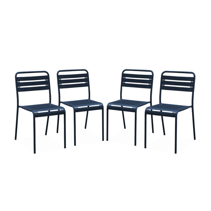 Set di 4 sedie da giardino, blu navy | sweeek